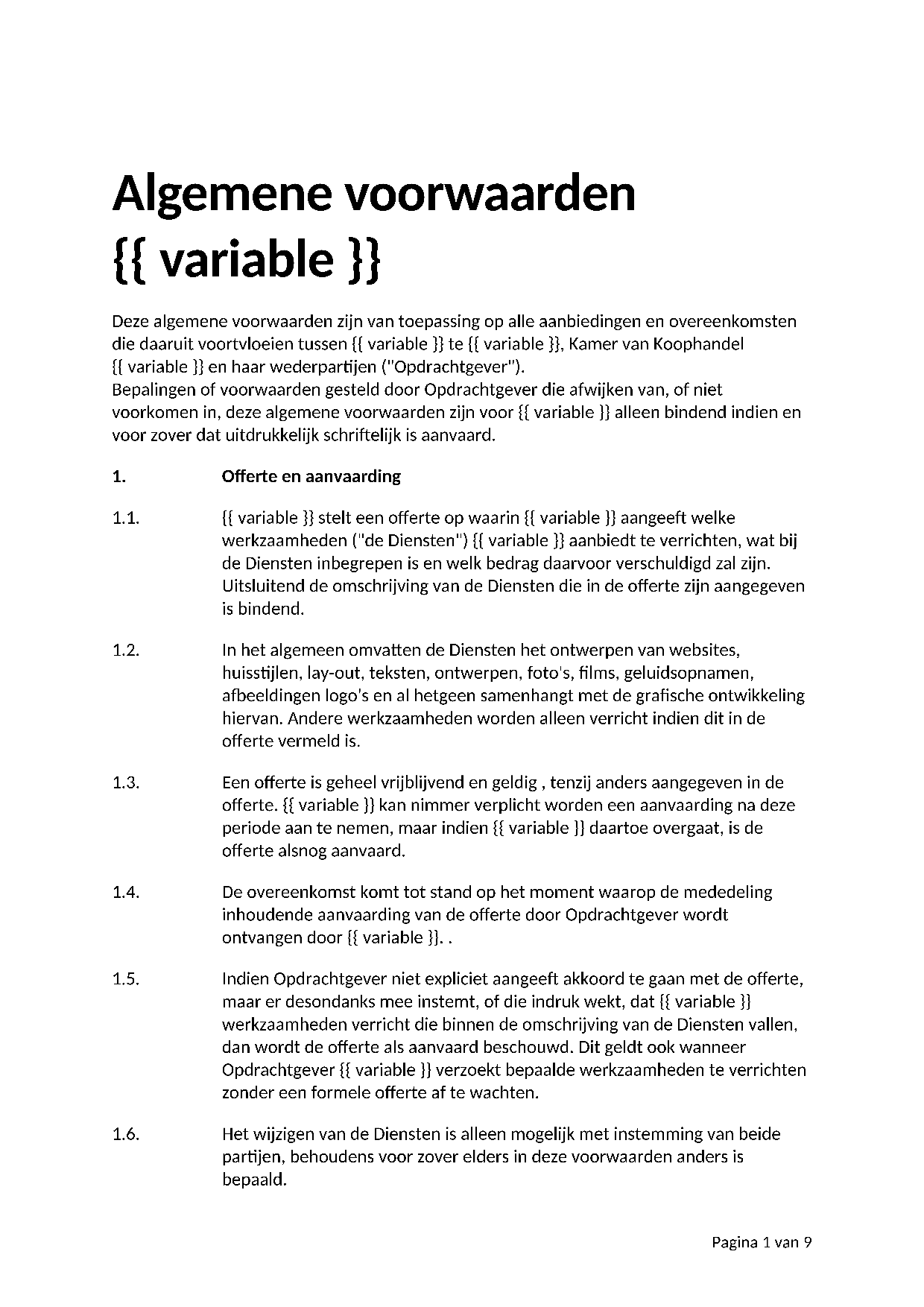 Voorbeeld Webdesigners algemene voorwaarden