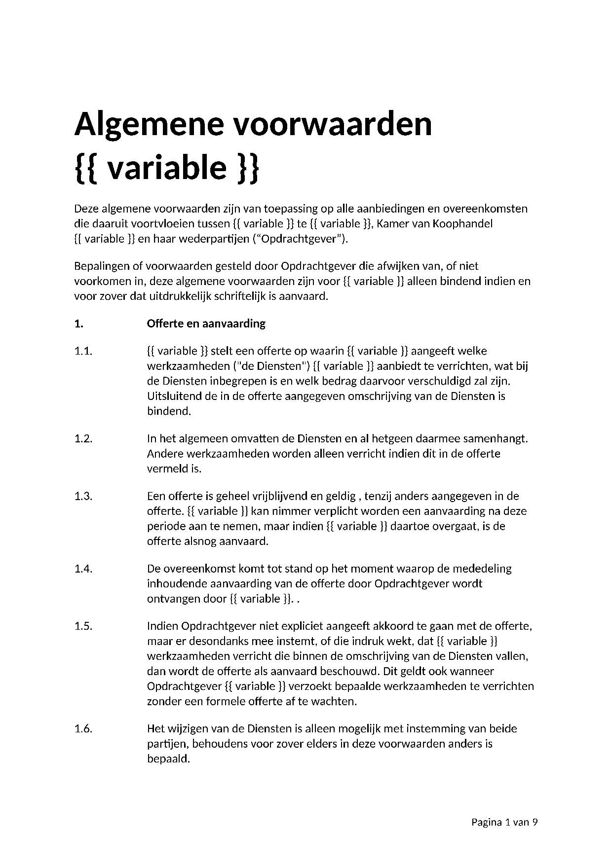 Voorbeeld Softwaredevelopers algemene voorwaarden