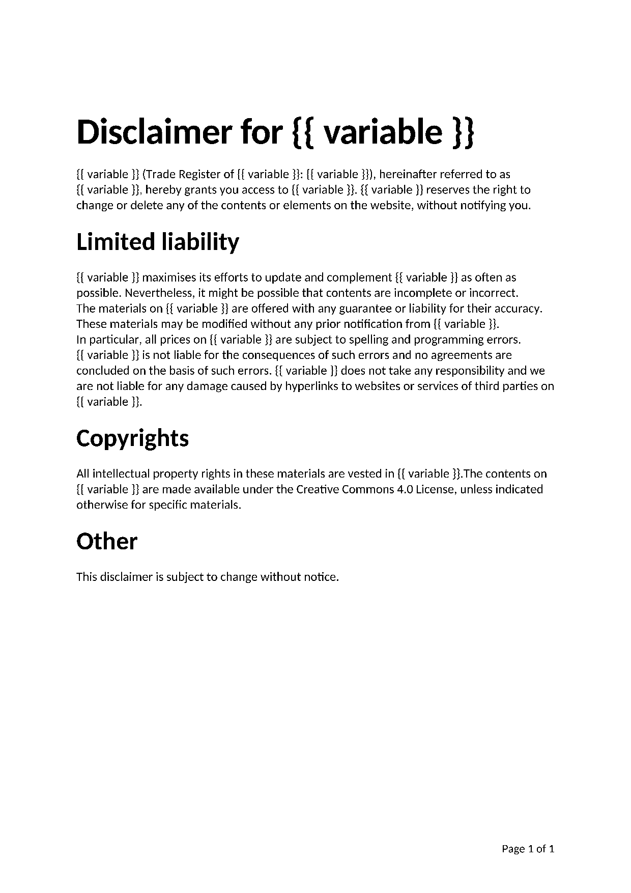Voorbeeld Disclaimer (EN)